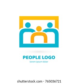 Logo design abstract people vector template. Illustration design of logotype business team symbol. Vector happy man web icon.