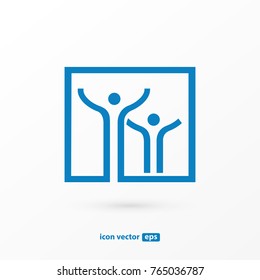 Logo design abstract people vector template. Illustration design of logotype business team symbol. Vector happy man web icon.