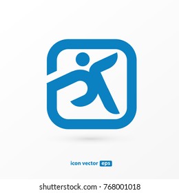 Logo design abstract people vector template. Illustration design of logotype activity person symbol. Vector happy man web icon.