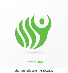 Logo design abstract people vector template. Illustration design of logotype business relaxation symbol. Vector happy man web icon.