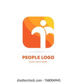 Logo design abstract people vector template. Illustration design of logotype business team symbol. Vector happy man web icon.