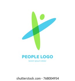 Logo design abstract people vector template. Illustration design of logotype business team symbol. Vector happy man web icon.