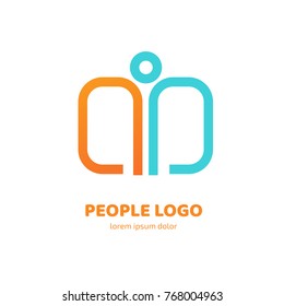 Logo design abstract people vector template. Illustration design of logotype business team symbol. Vector happy man web icon.