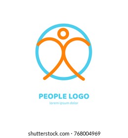 Logo design abstract people vector template. Illustration design of logotype business team symbol. Vector happy man web icon.