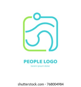 Logo design abstract people vector template. Illustration design of logotype business team symbol. Vector happy man web icon.