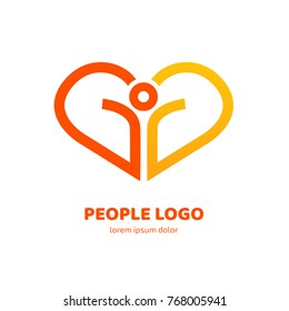 Logo design abstract people vector template. Illustration design of logotype man in love symbol. Vector happy man web icon.