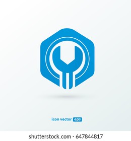 Logo design abstract repair vector template. Illustration design of logotype business spanner symbol. Vector web work tool icon.