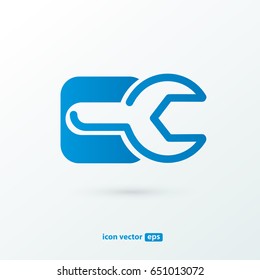 Logo design abstract repair vector template. Illustration design of logotype business spanner symbol. Vector web work tool icon.