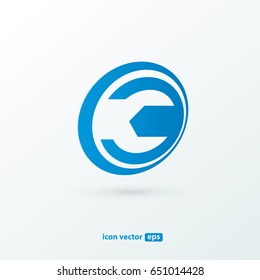 Logo design abstract repair vector template. Illustration design of logotype business spanner symbol. Vector web work tool icon.