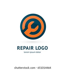 Logo design abstract repair vector template. Illustration design of logotype business spanner symbol. Vector web work tool icon.