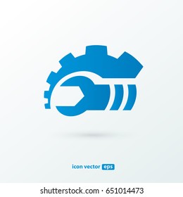 Logo design abstract repair vector template. Illustration design of logotype business spanner and nut symbol. Vector web work tool icon.