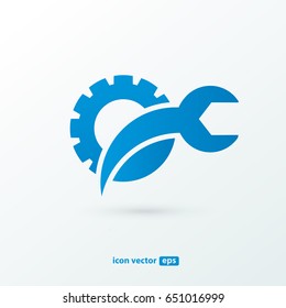 Logo design abstract repair vector template. Illustration design of logotype business spanner symbol. Vector web work tool icon.