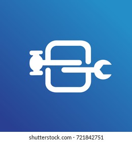 Logo design abstract repair vector template. Illustration design of logotype business spanner and nut symbol. Vector web work tool icon.