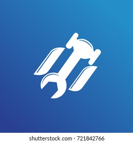 Logo design abstract repair vector template. Illustration design of logotype business spanner and nut symbol. Vector web work tool icon.