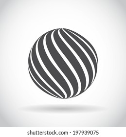 Logo design. Abstract swirl sphere globe symbol, business concept template of isolated round icon with shadow on white background. Business, corporate, office and marketing item icon