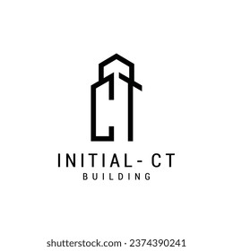 Logo design abstract template initial letter CT element with geometry. Modern and minimalist artistic s symbol