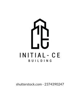 Logo Design abstrakte Vorlage Anfangsbuchstaben CE Element mit Geometrie. Modernes und minimalistisches Kunstsymbol