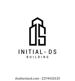 Logo design abstract template initial letter DS element with geometry. Modern and minimalist artistic s symbol