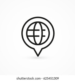 Logo design abstract travel vector template. Design of web Icon map marker with globe. Simple location sign