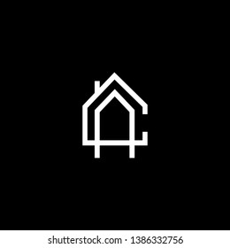 Logo design of AC CA C in vector for construction, home, real estate, building, property. Minimal awesome trendy professional logo design template on black background.
