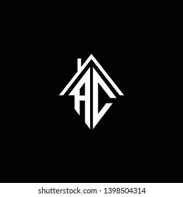 Logo design of AC CA in vector for construction, home, real estate, building, property. Minimal awesome trendy professional logo design template on black background.