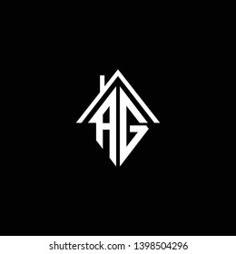 Logo design of AG GA in vector for construction, home, real estate, building, property. Minimal awesome trendy professional logo design template on black background.