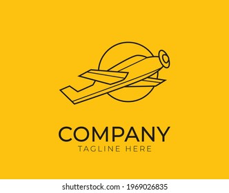 Logo Design of Airplane. Vector Illustration of Aircraft sign for transportation. Vintage Modern Vector Line Art Design Template