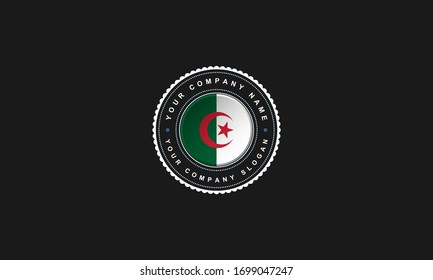 logo design with Algeria concept in circle. White,Green and Red Vintage and premium