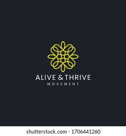 logo design alive & thrive unique company beauty graphic premium