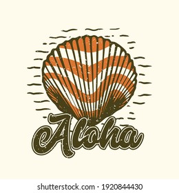 logo design aloha with shells vintage illustration
