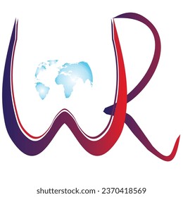 logo design with alphabet design of wr blue and red color