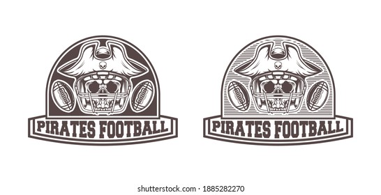 
logo design with american football pirate skull illustration