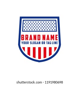 logo design american shield vector template