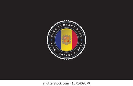 logo design with Andorra concept in circle. Red,Yellow and Blue Badge Vintage and premium