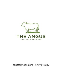logo design for angus cattle farm vintage emblem template design