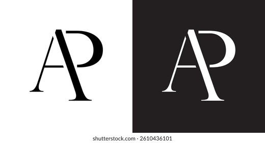 logo design with ap letters on negative background