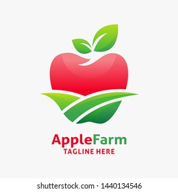 Logo design of apple fruit with farm shape