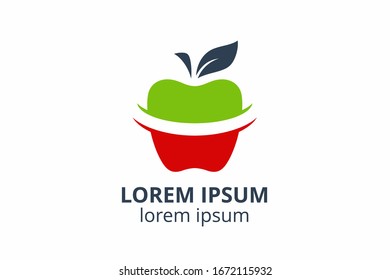 logo design of apple template in creative shape isolate vector illustration on white background. can used in any business like eco corporate, consultant, website, application, web, food company.