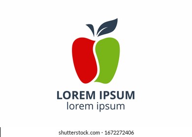 logo design of apple template in creative shape isolate vector illustration on white background. can used in any business like eco corporate, consultant, website, application, web, food company.