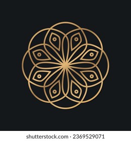 Logo design in arabic and islamic style decorated with gometric and floral patterns with elegant outlines