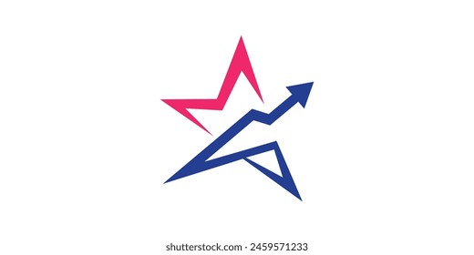 logo design arrow and star, success, growth, grow, financial, up, logo design template, symbol, icon, vector, idea, creative.