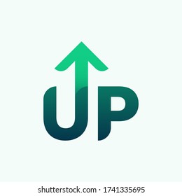 Up logo design with arrow for start up and level up companya