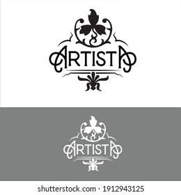 Logo design in art nouveau style containing floral elements and curvy letters