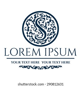 Logo design. Artistically Drawn, Stylized, Vintage Floral Vector illustration.