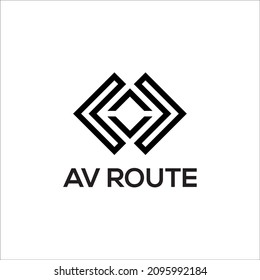 diseño de logotipo AV señalización en blanco y negro