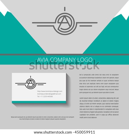 Logo design for avia company, plane construction company, avia traffic company. Vector logo has capital A letter in the center. Business card design included.