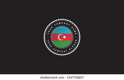 logo design with Azerbaijan flag concept in circle. Blue,Red,Green Badge Vintage and premium