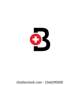 logo design with B and red cross icon