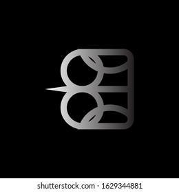 Logo design B with silver color with black background, can be used for business names and business cards, modern and elegant logo design B