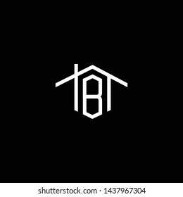 Logo design of B TB BT in vector for construction, home, real estate, building, property. Minimal awesome trendy professional logo design template on black background.